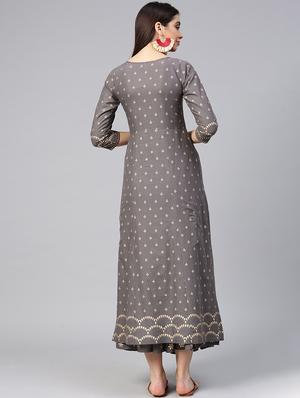 Foil printed kurta skirt set - 15857262 - Standard Image - 3