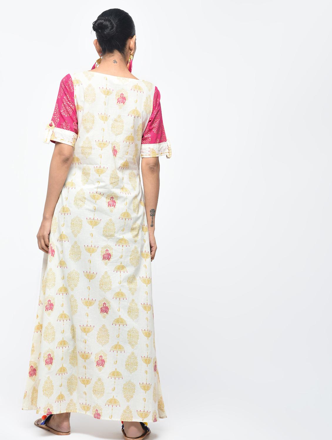 Layered A-line foil printed kurta - 15858491 - Zoom Image - 3