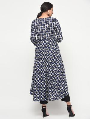 batik printed flared kurta - 15858544 - Standard Image - 3