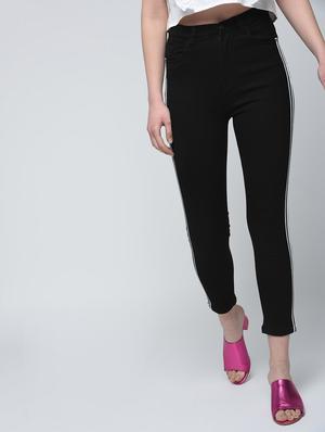 side taping high waist jeans - 15859270 - Standard Image - 3