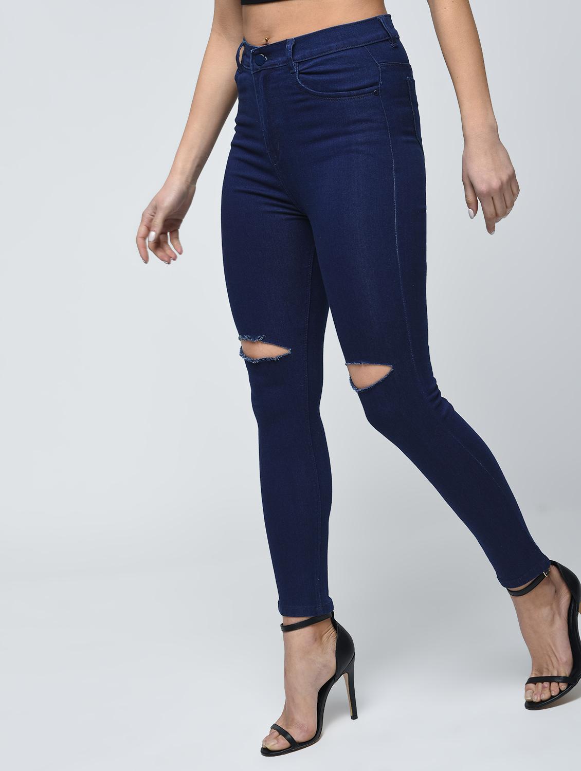 knee slit high waist jeans - 15859306 - Zoom Image - 3