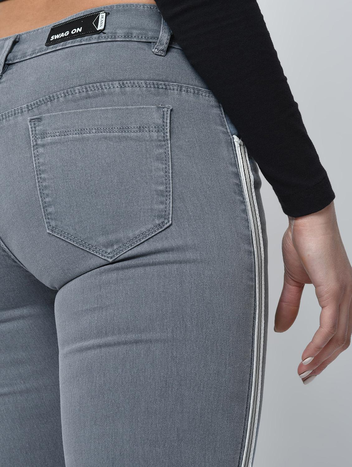 side taping knee slit jeans - 15859309 - Zoom Image - 6