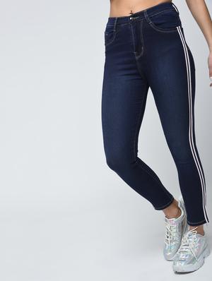 stone washed side taping jeans - 15859311 - Standard Image - 3