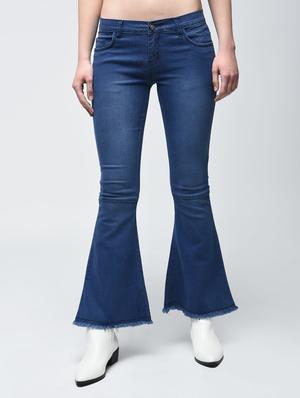 frayed stone washed boot cut jeans - 15859325 - Standard Image - 3