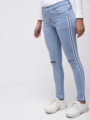 side taping knee slit jeans - 15859330 - Standard Image - 3