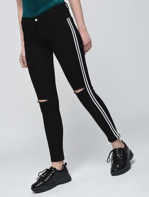 side taping knee slit jeans - 15859348 - Standard Image - 3