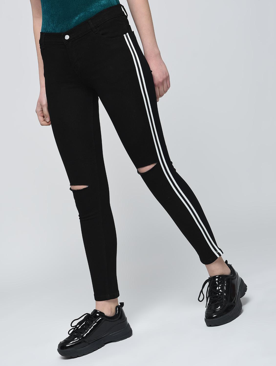 side taping knee slit jeans - 15859348 - Zoom Image - 3