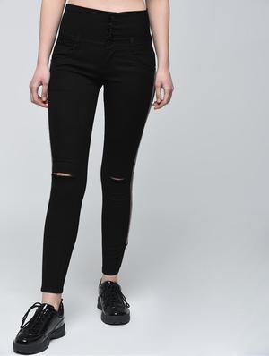 button detail side striped jeans - 15859370 - Standard Image - 3