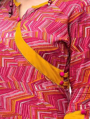 pink viscose aline kurti - 15859760 - Standard Image - 3