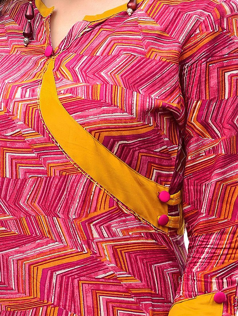 pink viscose aline kurti - 15859760 - Zoom Image - 3