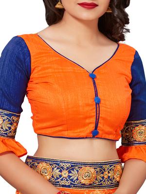 contrast border floral embroidered saree with blouse - 15860888 - Standard Image - 3