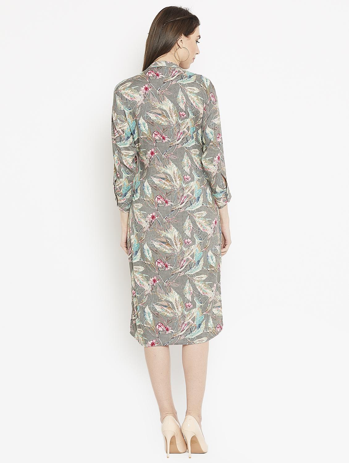 side slit tie-front floral dress - 15860937 - Zoom Image - 3