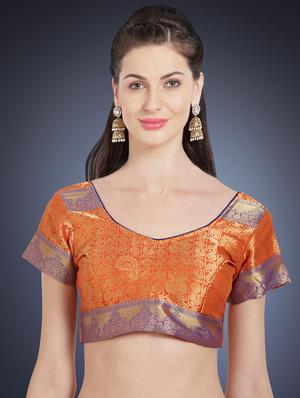 ethnic zari motif tussar saree with blouse - 15861421 - Standard Image - 3