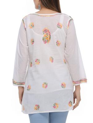 embroidered yoke straight kurti - 15861577 - Standard Image - 3