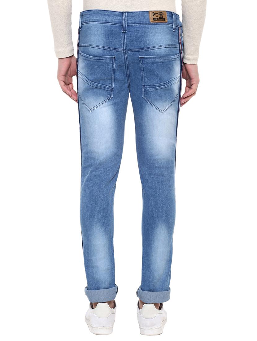 light blue cotton blend washed jeans - 15862176 - Zoom Image - 3