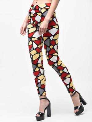 high rise geometric print jegging - 15863104 - Standard Image - 3