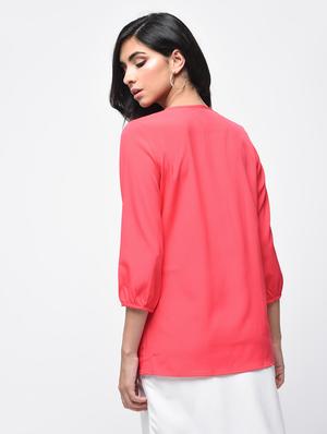 tie up neck pintucked top - 15864347 - Standard Image - 3