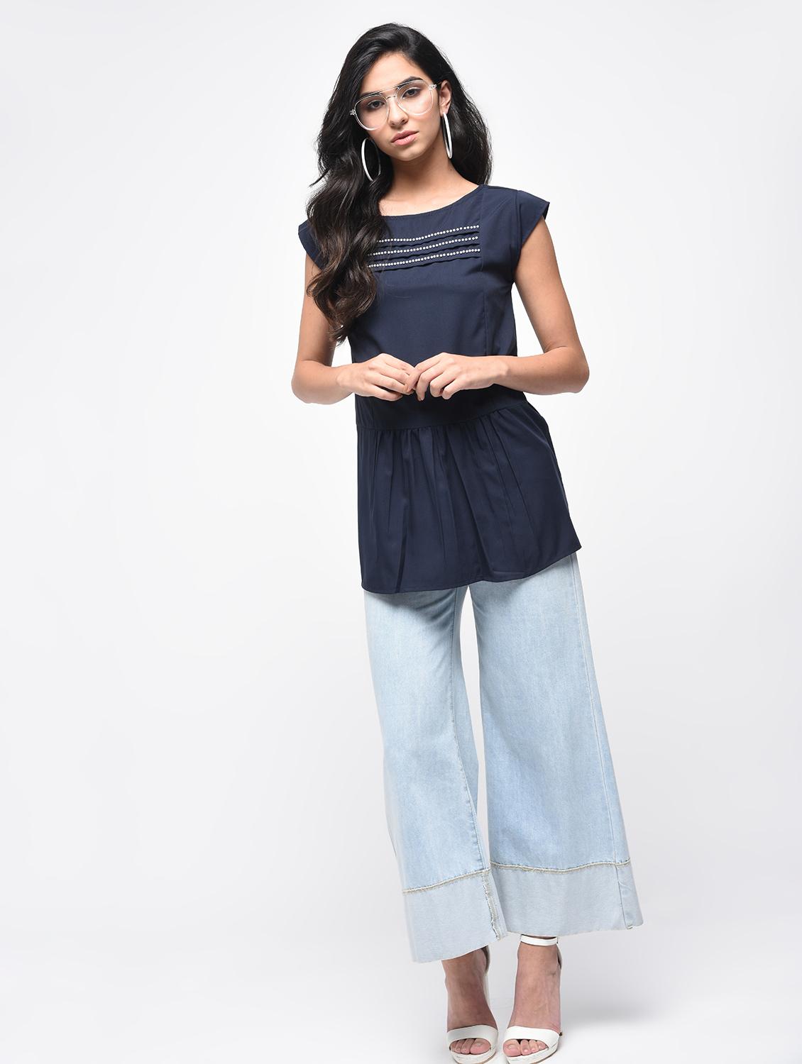 embellished pintucks gather detail top - 15866239 - Zoom Image - 3