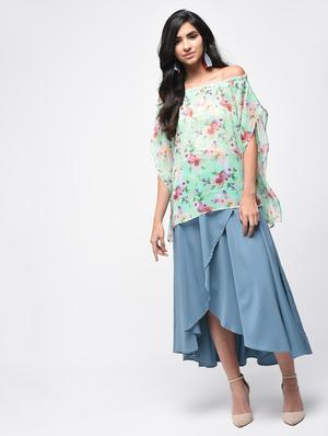 cape sleeved off shoulder top - 15866250 - Standard Image - 3