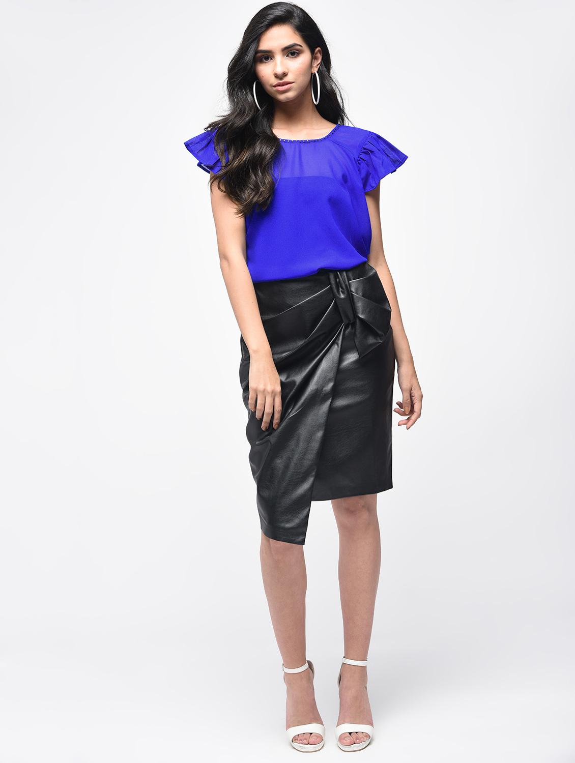 embellished neck flared asymmetric top - 15866254 - Zoom Image - 3