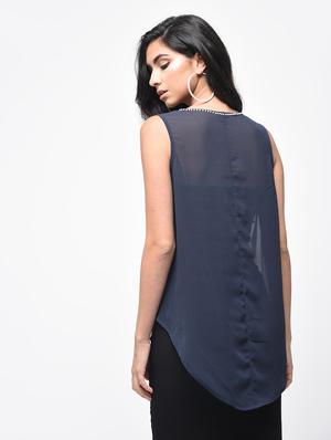embellished neck asymmetric top - 15866259 - Standard Image - 3