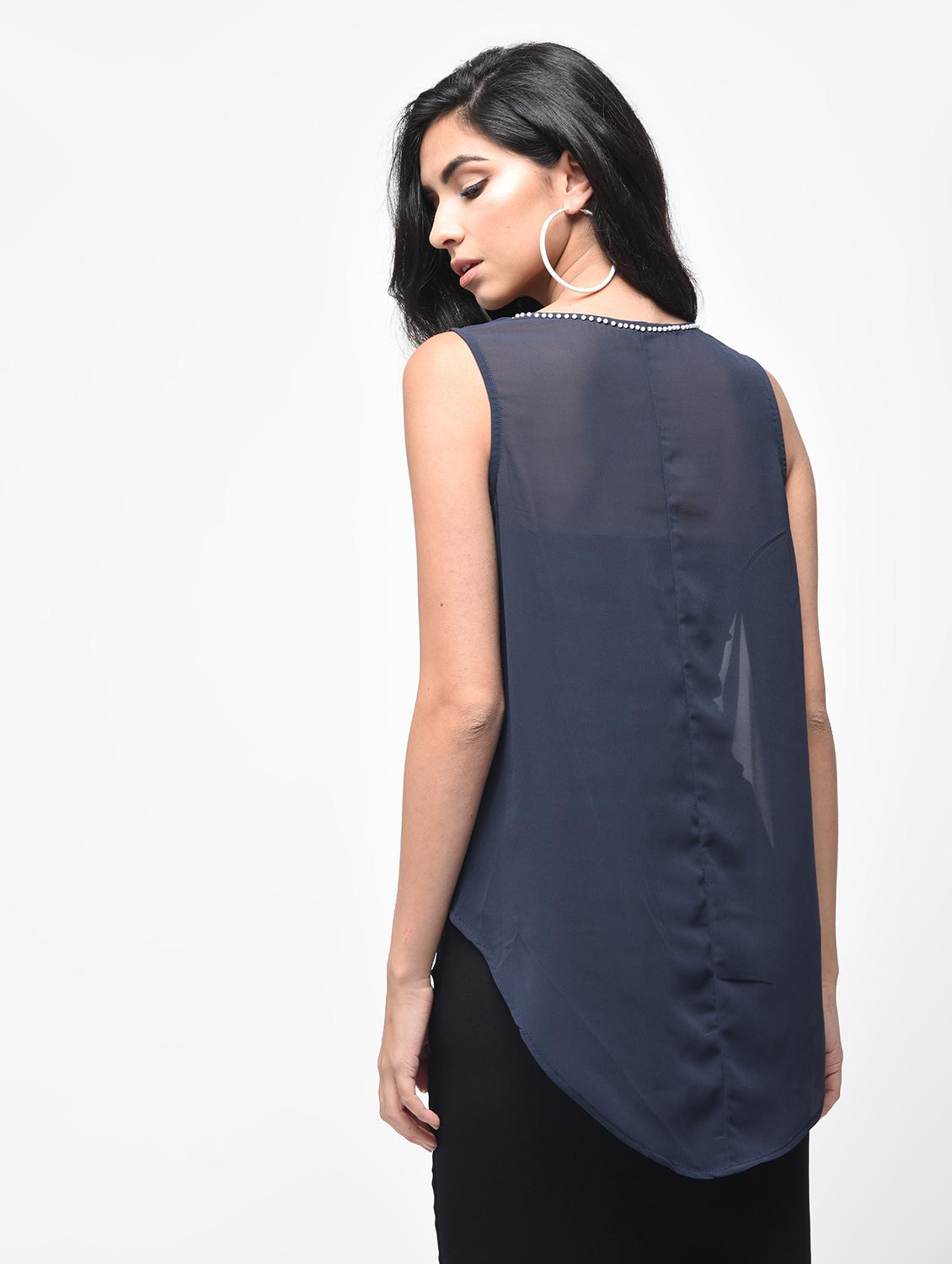 embellished neck asymmetric top - 15866259 - Zoom Image - 3