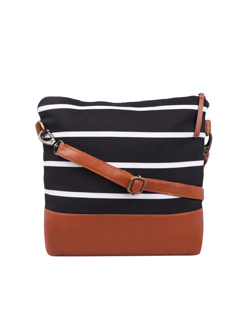 black canvas printed sling bag - 15866886 - Standard Image - 1