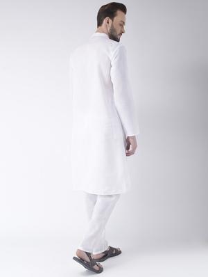 white solid kurta pyjama set - 15867328 - Standard Image - 3