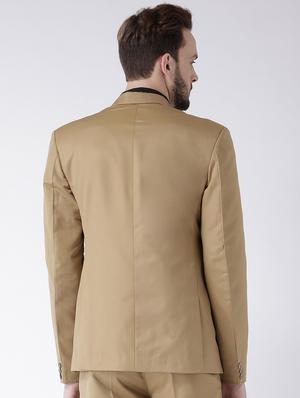 brown solid single breasted formal blazer - 15867782 - Standard Image - 3