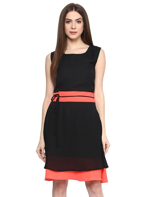 self tie belted layered dress - 15867961 - Very Small Image - 1