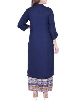 Solid kurta with palazzo set - 15868280 - Standard Image - 3
