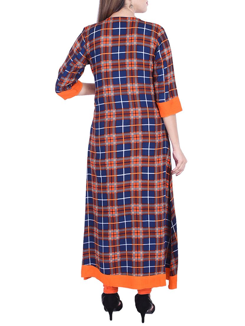 Checkered a-line kurta - 15868299 - Zoom Image - 3