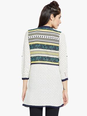 button detail lace trim tunic - 15868889 - Standard Image - 3