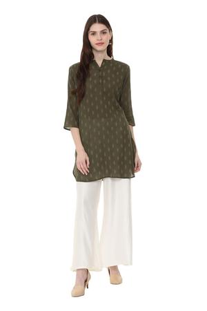 green cotton straight kurti - 15870178 - Standard Image - 3