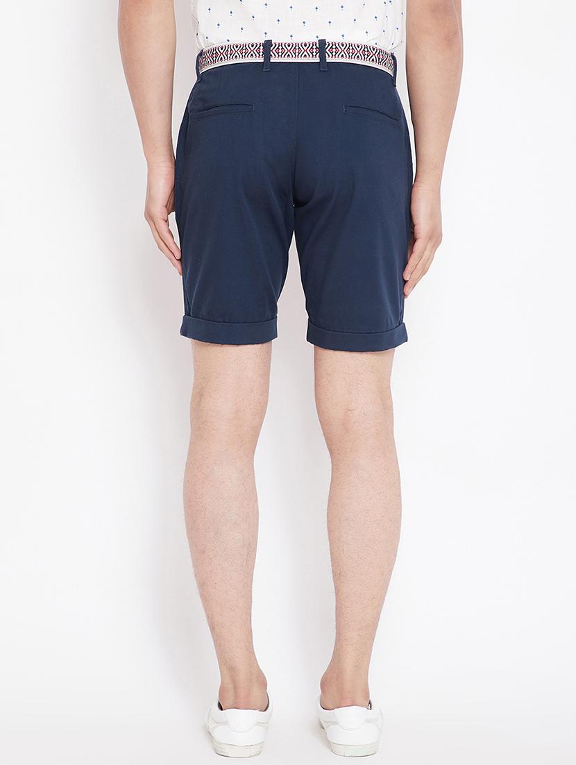 navy blue cotton blend shorts - 15870313 - Zoom Image - 3