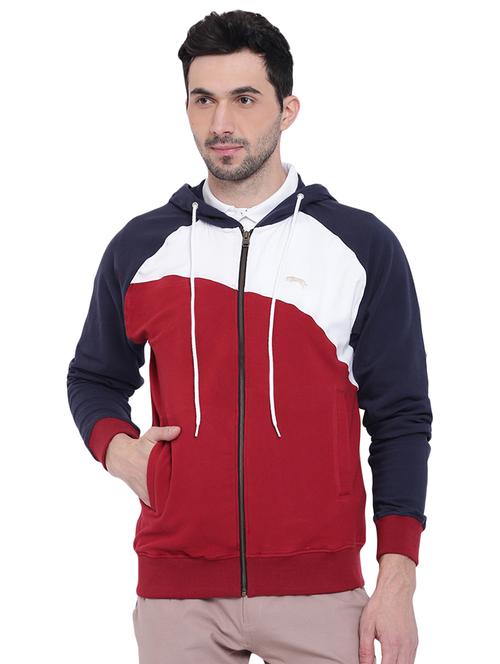 red cotton color block sweatshirt - 15871164 - Standard Image - 1