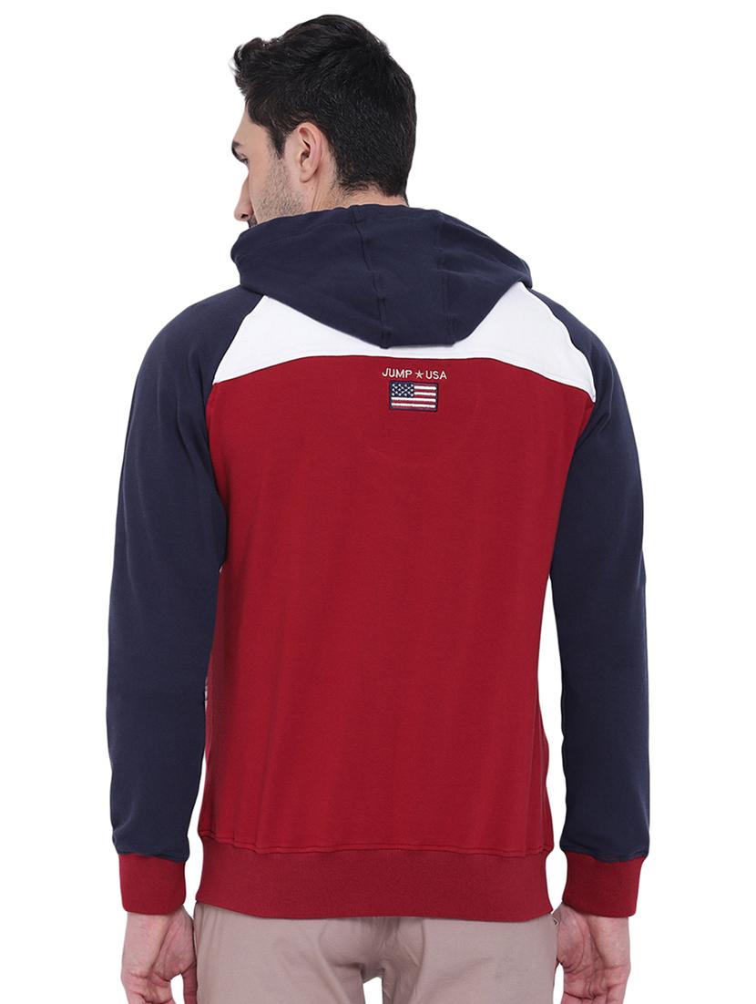 red cotton color block sweatshirt - 15871164 - Zoom Image - 3