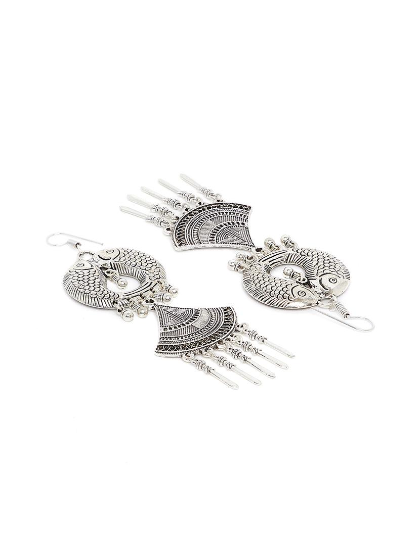 silver metal drop earring - 15871326 - Zoom Image - 3