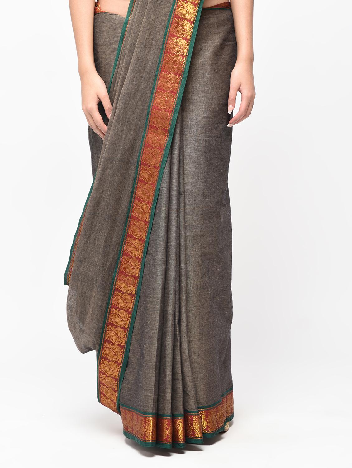 zari border gadwal saree with blouse - 15871689 - Zoom Image - 3