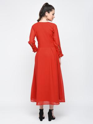 ruffle trim pintucked a-line dress - 15874958 - Standard Image - 3