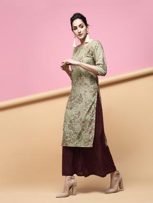 pastel printed straight kurta - 15875966 - Standard Image - 3