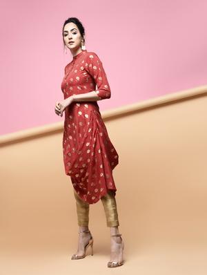 Foil print cowl kurta - 15875991 - Standard Image - 3