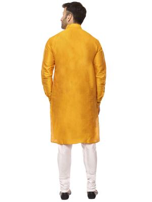 yellow pure silk kurta pyjama set - 15876556 - Standard Image - 3