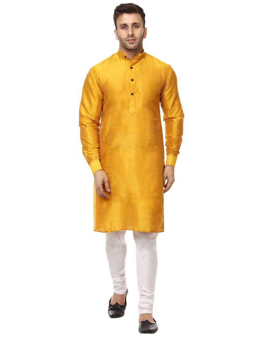 yellow pure silk kurta pyjama set