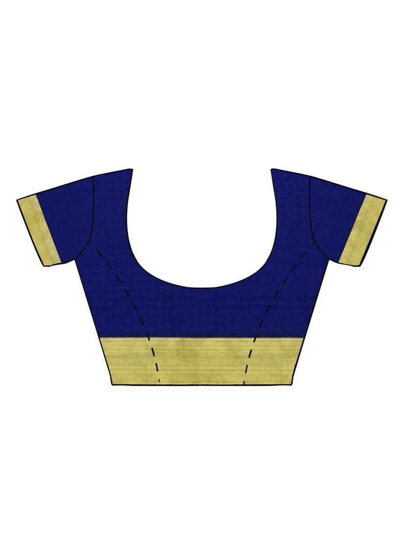 royal blue zari woven saree with blouse - 15876955 - Zoom Image - 3