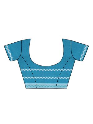 chevron border woven saree with blouse - 15876961 - Standard Image - 3