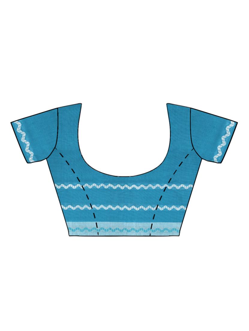 chevron border woven saree with blouse - 15876961 - Zoom Image - 3