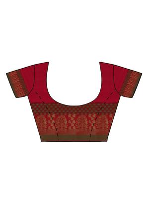 paisley zari border woven saree with blouse - 15876966 - Standard Image - 3
