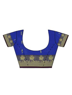 contrast zari border woven saree with blouse - 15876970 - Standard Image - 3