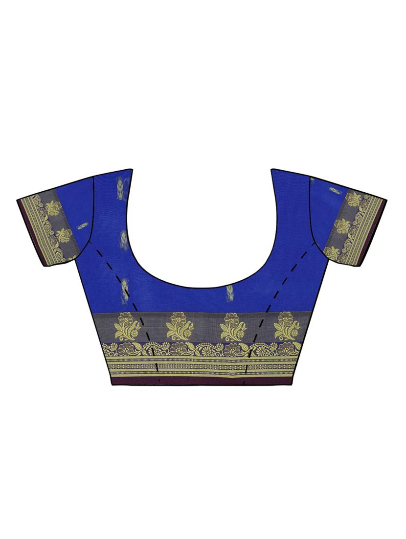 contrast zari border woven saree with blouse - 15876970 - Zoom Image - 3